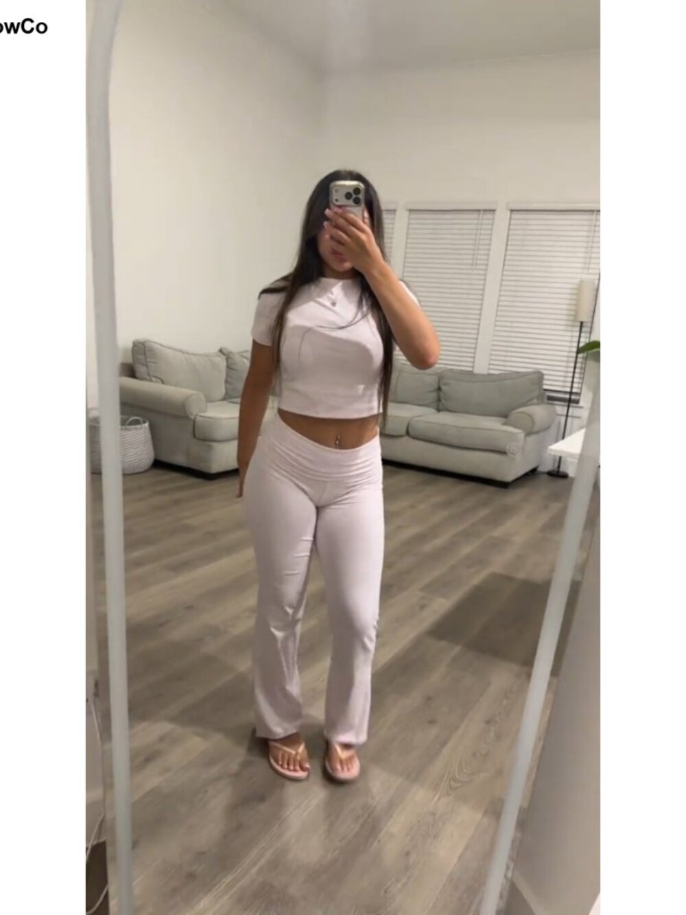 Women's 2 Piece Lounge Set Nylon Spandex Wide Leg Pants Short Sleeve - Picture 4 of 5